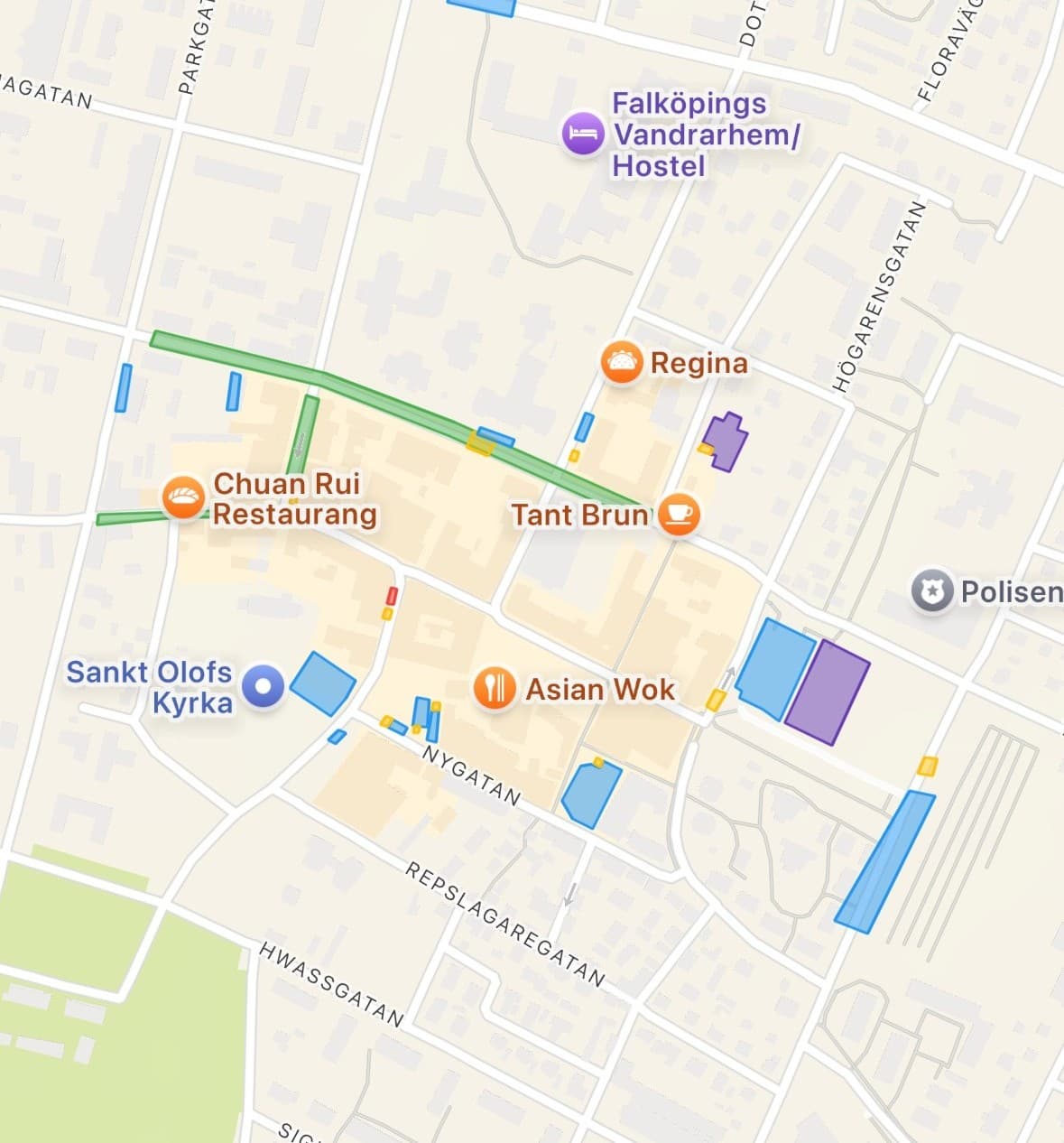 Parkeringskarta i Falköping (exempel från appen)