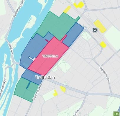 Parkeringskarta i Trollhättan (exempel från appen)